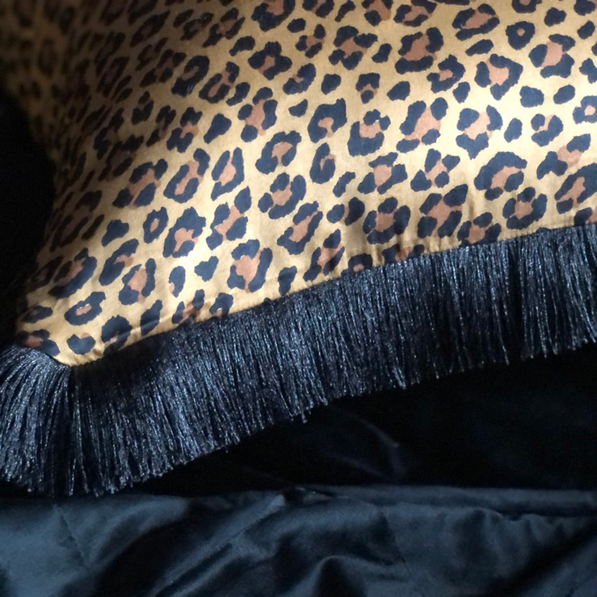 Wild Side Leopard Velvet Throw Pillow Sin in Linen