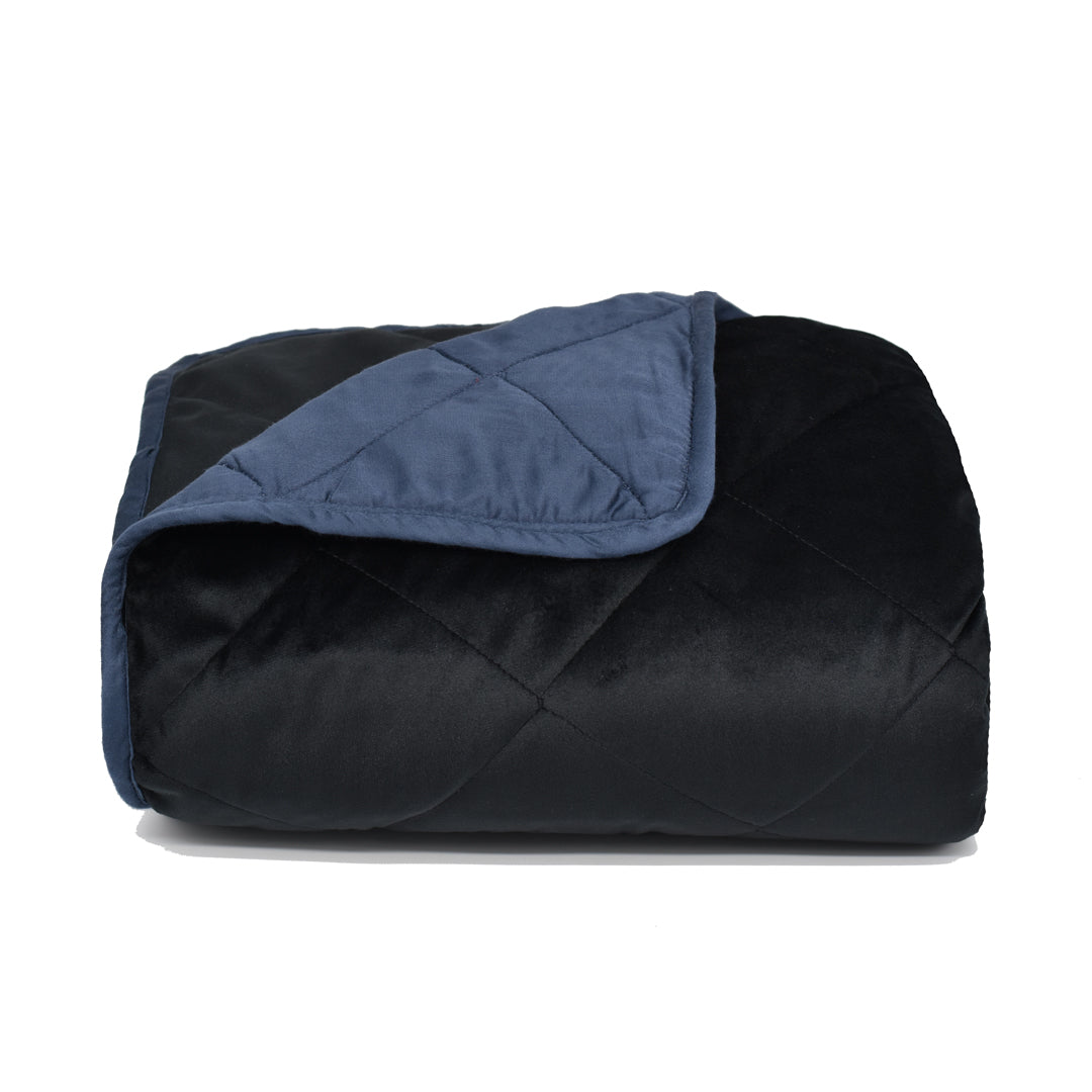 Quilted navy online throw