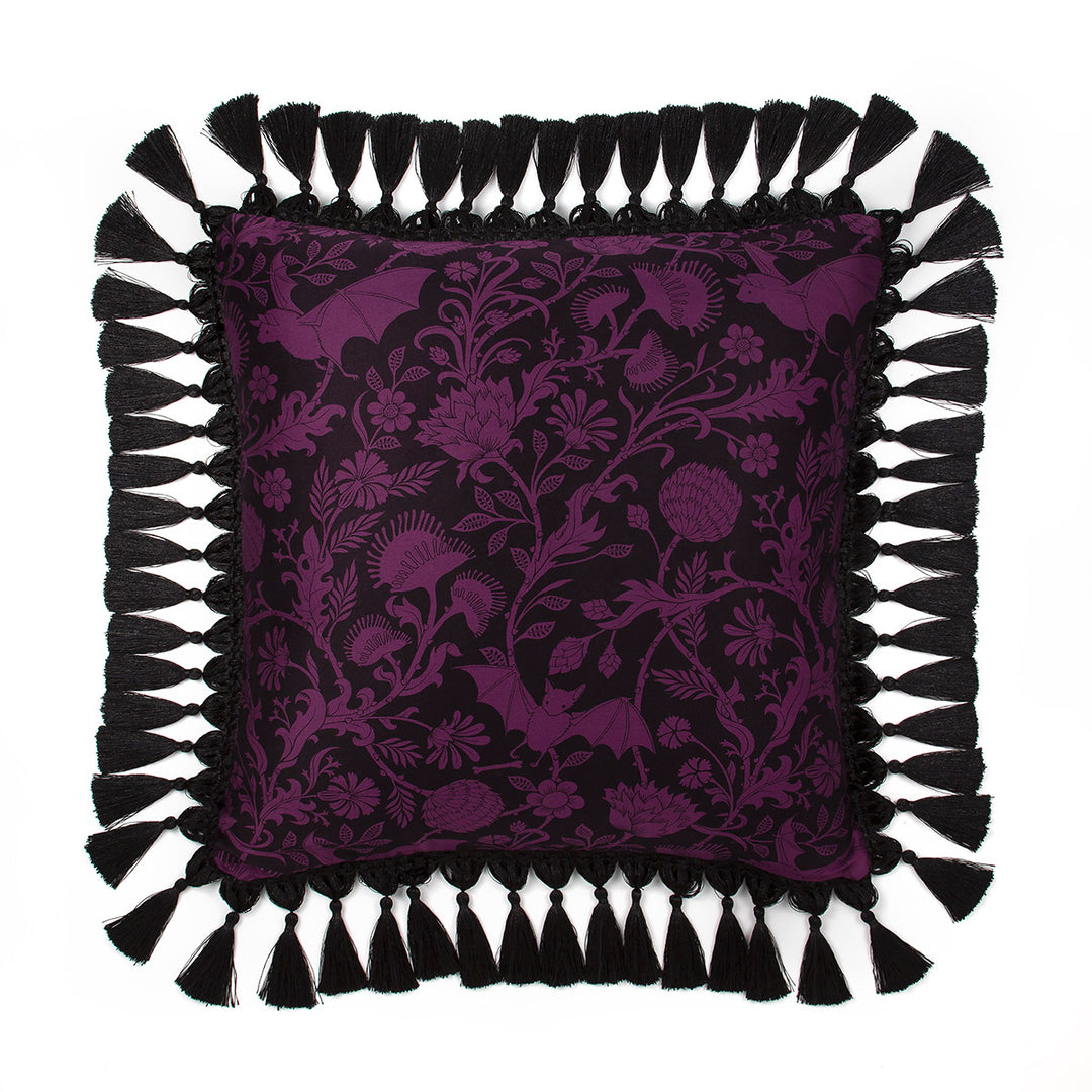 Purple Bats Velvet Throw Pillow