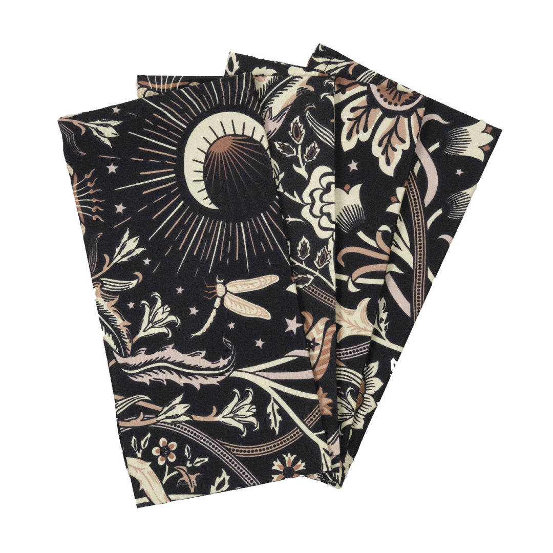 Night Garden Dinner Napkins - Black