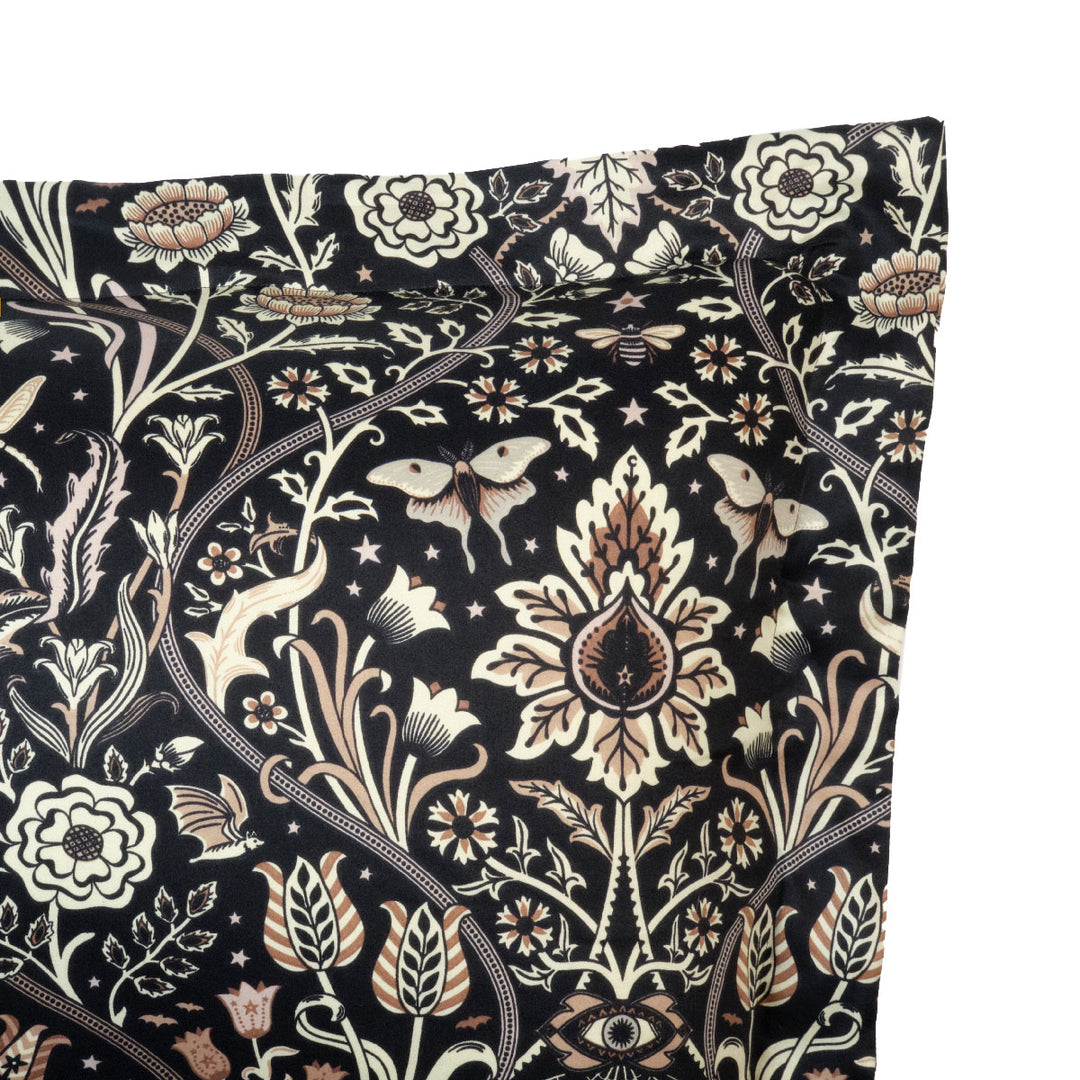 Night Garden Pillow Cases and Shams - Black