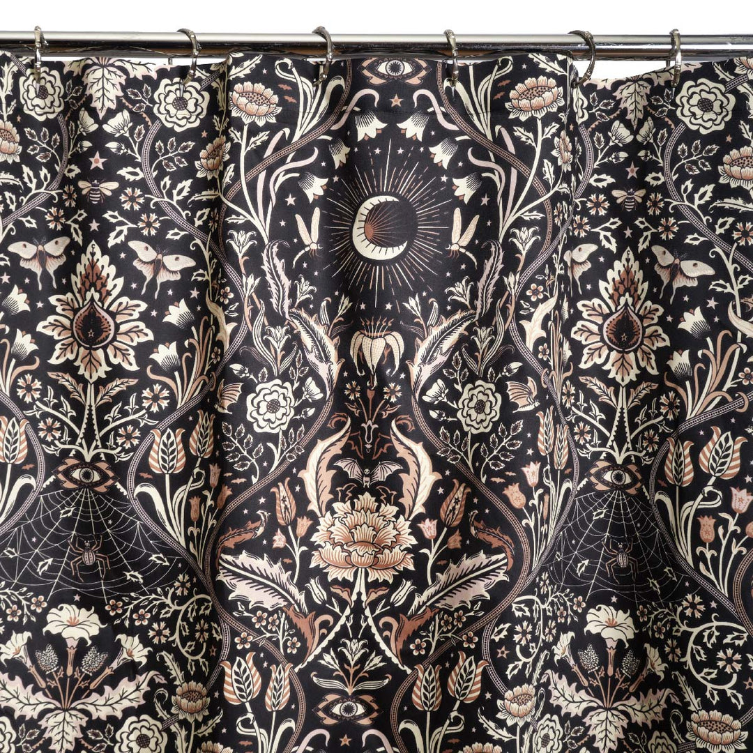 Night Garden Shower Curtain - Black