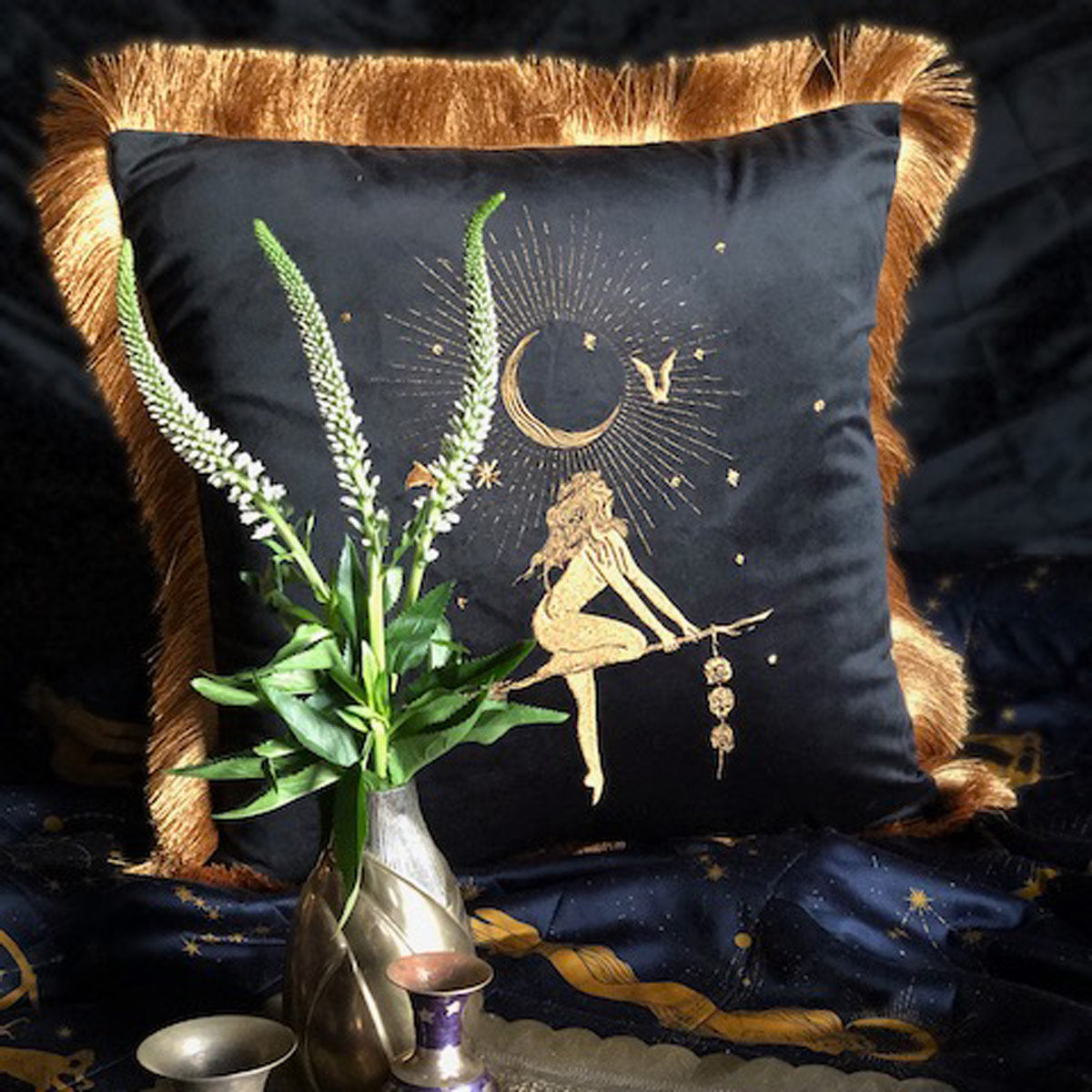 Death Witch Velvet Throw Pillow